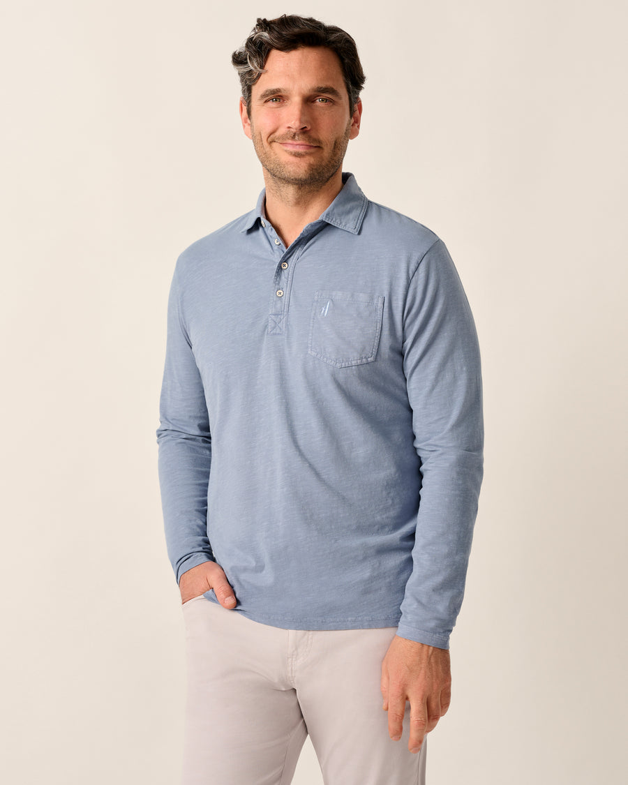 Coastal Wash L/S Polo - Cloudburst