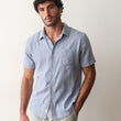 Load image into Gallery viewer, Stretch Selvage Short-Sleeve - Blue Dobby
