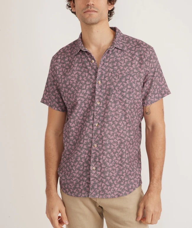 Stretch Selvage Shirt SS - Asphalt Palm Print