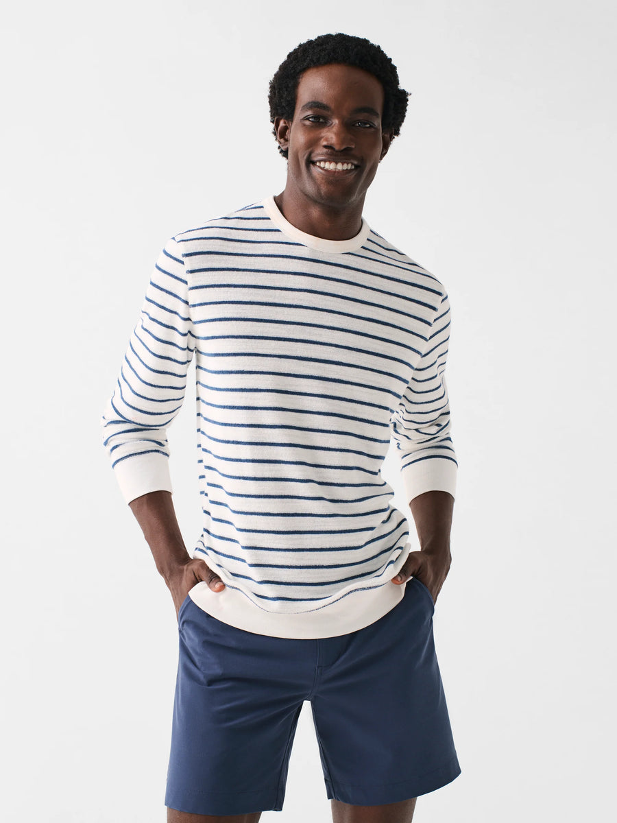 Cabana Towel Terry Crewneck - Breton White Stripe