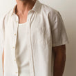 Load image into Gallery viewer, Better-Than-Linen Shirt - Tan/White Stripe
