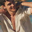 Load image into Gallery viewer, Better-Than-Linen Shirt - Tan/White Stripe
