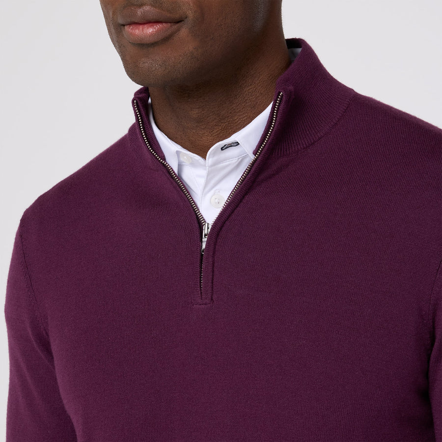 Heritage Quarter Zip Sweater - Eggplant