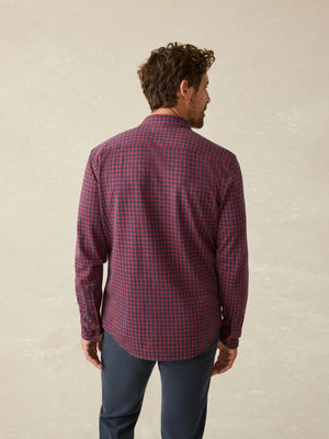 Coastline Knit Shirt - Navy/Red Gingham