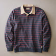 Load image into Gallery viewer, Sueded Rugby Polo - Navy/Red Stripe
