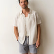 Load image into Gallery viewer, Better-Than-Linen Shirt - Tan/White Stripe
