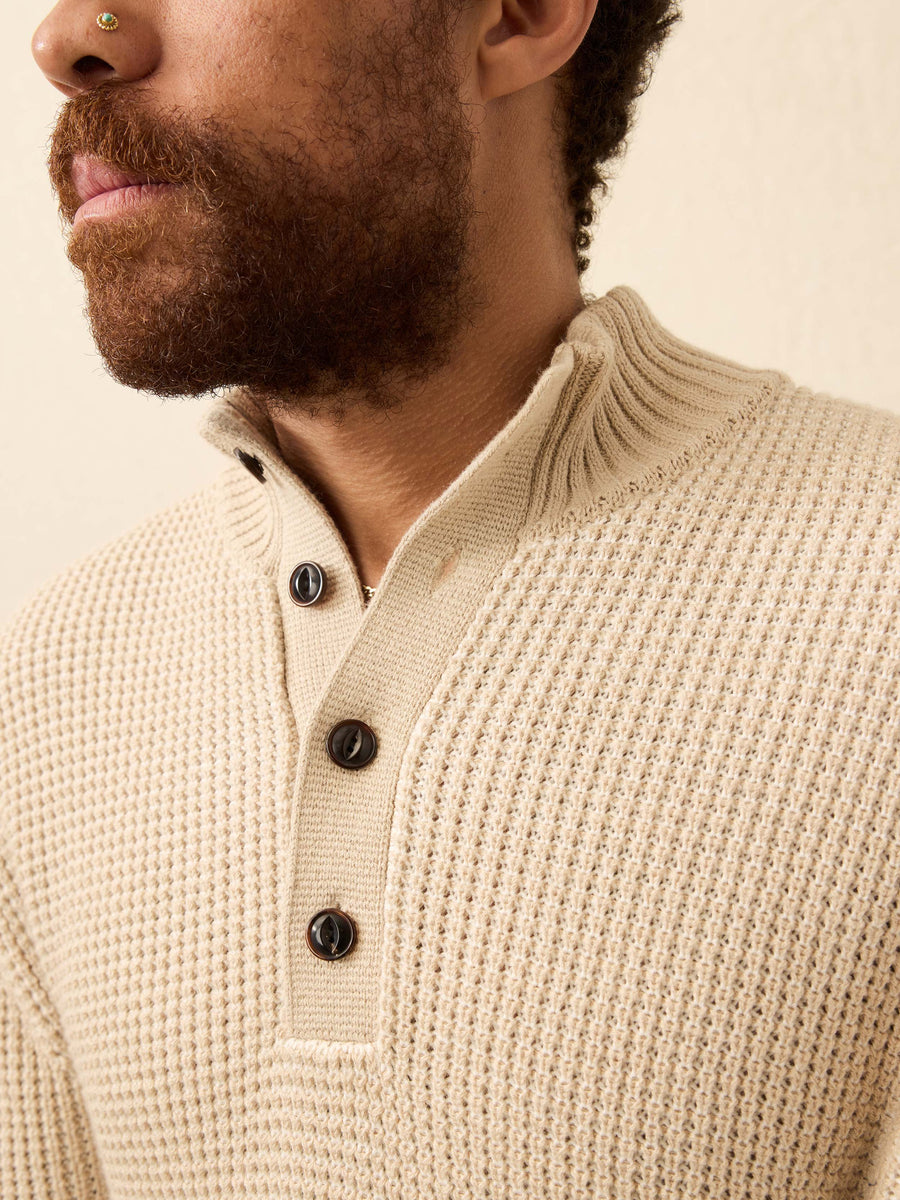 Quarter-Button Sweater - Alpine Khaki