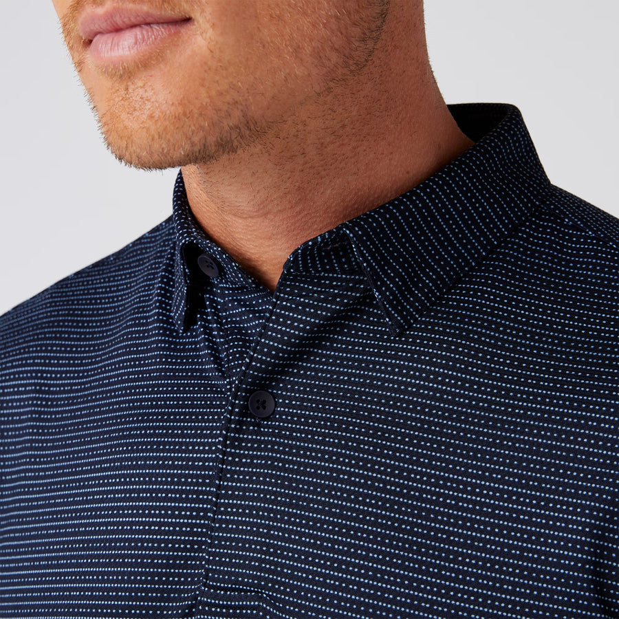 Halyard Polo - Navy Dot Stripe