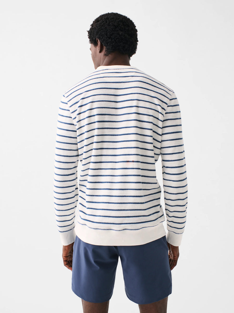 Cabana Towel Terry Crewneck - Breton White Stripe