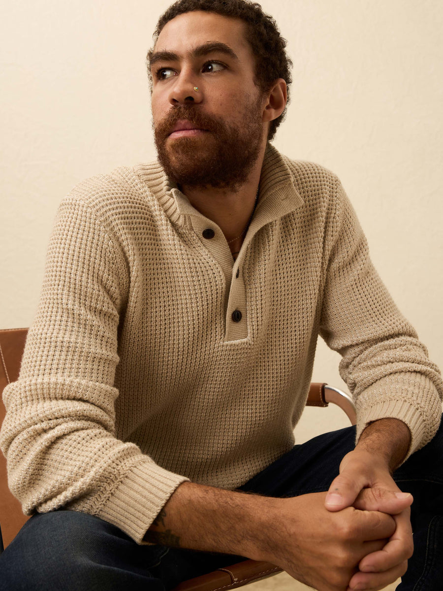 Quarter-Button Sweater - Alpine Khaki