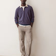 Load image into Gallery viewer, Sueded Rugby Polo - Navy/Red Stripe
