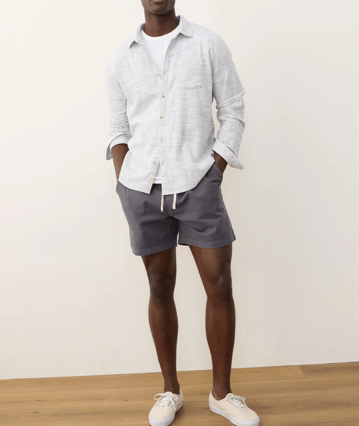 Stretch Selvage Shirt - Natural Stripe