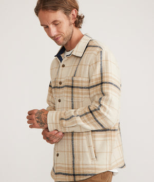 Plaid Snap Shacket - Natural Plaid