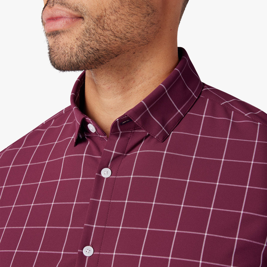 Leeward No Tuck - Garnet Washington Plaid