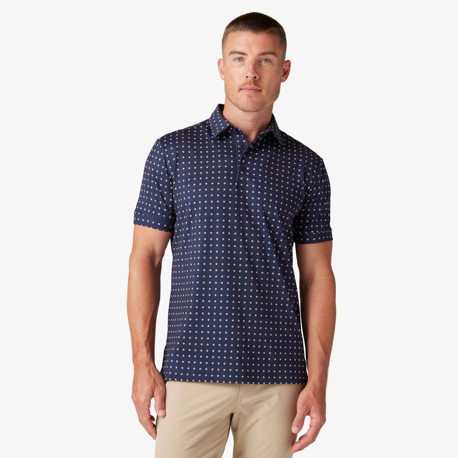 Versa SS Polo - Navy Linear Floral