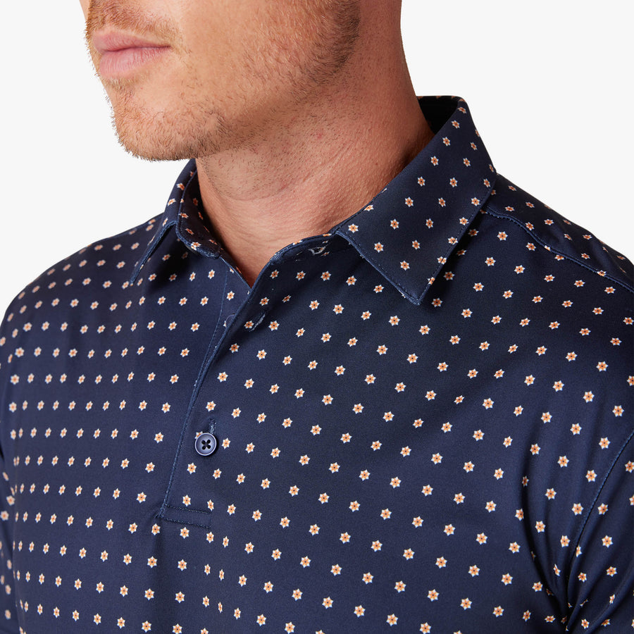 Versa SS Polo - Navy Linear Floral